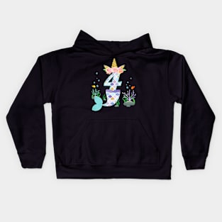 Kids 4 Year Old Unicorn Mermaid Birthday Theme Tail Girl 4Th Kids Hoodie